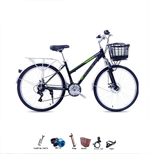 City : Cityräder Fahrrad Stadtauto bequem und leicht Pendeln 21-Gang 26-Zoll-Aluminiumlegierung Männer und Frauen Studenten Retro Erwachsenen Fahrrad mit Deckel Korb Rücksitz