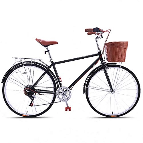 City : Fahrradkörbe für Erwachsene für Männer Damen Pendlerfahrrad 7-Gang 26-Zoll-Classic Light Comfort Stahlrahmen Road City Bicycle