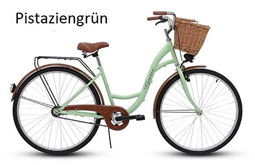 City : Goetze 28 Zoll Damenfahrrad Amsterdam Citybike Korb u. Licht, Pistaziengrn