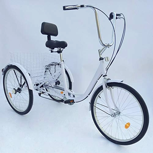 City : MOMOJA Dreirad für Erwachsene 24" Erwachsenendreirad Senioren 6 Gänge Fahrrad (Weiß)