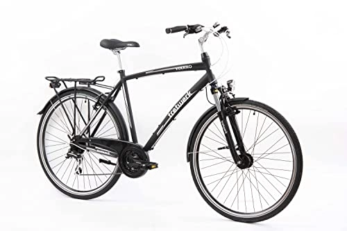 City : Tretwerk - 28 Zoll Damen Fahrrad - Verano schwarz 56 cm - Citybike mit 24 Gang Shimano Schaltung - Damenfahrrad mit LED-Beleuchtung - Cityrad für Frauen