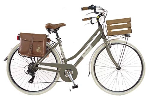 City : Via Veneto by Canellini Damen Citybike CTB Vintage Stil Rad Cityrad Fahrrader Bike Aluminium mit Korb Kassette (Safari, 50)