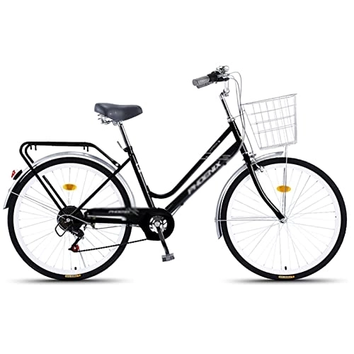 City : Winvacco 24 / 26 Zoll Premium City Bike, Fahrrad für Mädchen, Jungen, Herren und Damen -7 Gang-Schaltung, 1Black-24inch