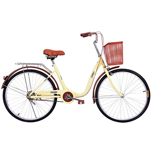 City : YNLRY Damen-Fahrrad für Erwachsene, 61 cm, mit Vorderrahmen, Karbonstahl, Retro-Rahmen, Straßen-Pendler, Einkaufskorb (Farbe: Grün, Größe: 55, 9 cm)