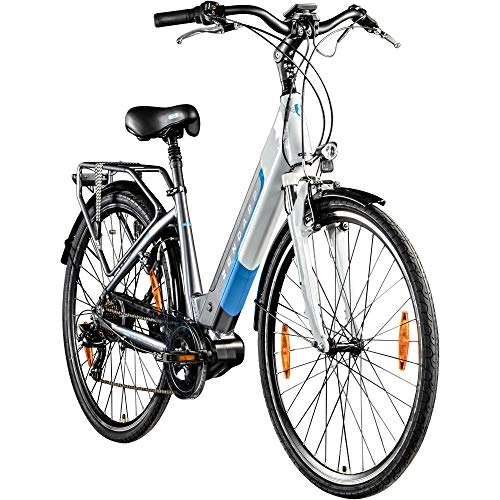 City : Zündapp E Bike Damen 700c Pedelec 28 Zoll E Hollandrad Damenrad Z901 Cityrad (grau / weiß, 46 cm)