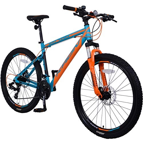 Cross Trail und Trekking : KRON XC-100 Hardtail Aluminium Mountainbike 29 Zoll, 21 Gang Shimano Kettenschaltung mit Scheibenbremse | 18 Zoll Rahmen MTB Erwachsenen- und Jugendfahrrad | Blau & Orange