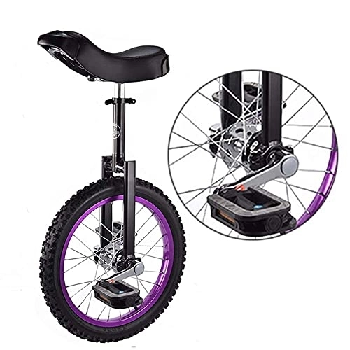 Einräder : CukyI 16-Zoll-Einrad für Kinder, Balance-Trainingsspaßfahrrad mit bequemem Sitz und rutschfestem Rad, für Kinder von 9 bis 14 Jahren, lila, langlebig