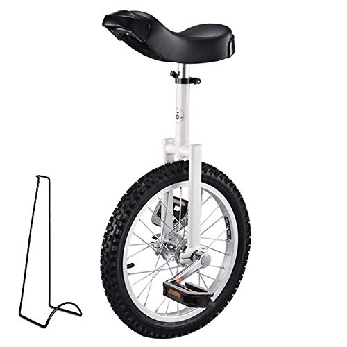 Einräder : Einrad Radfahren zum Anfänger / Profis, Kinder / Erwachsene / Jugendliche Heimtrainer, mit Stand, Rutschfester Reifen, Alufelge (Color : White, Size : 18inch)