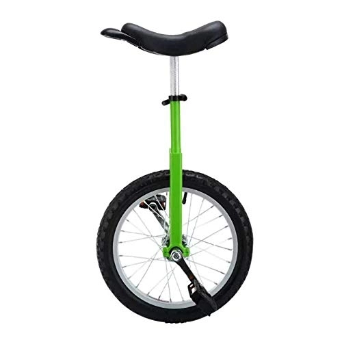 Einräder : Einrad, Verstellbare Rutschfeste Reifen Acrobatics Balance Fitness Single Wheel Bikes, FüR AnfäNger Kinder Erwachsene Geeignete HöHe 115-145cm / 16 Zoll / Grün