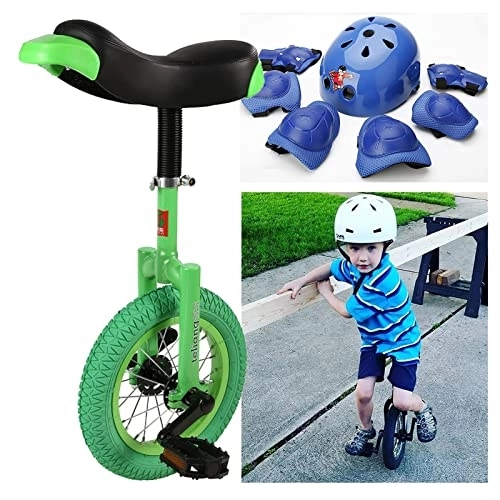 Einräder : HWBB Einrad Mini 12" Zoll Rad Einrad mit Einem Satz Schutzausrüstung, Einsteiger Kinder Einräder mit Bequemem Auslösesattelsitz (Color : Green, Size : Blue Protective Gear)