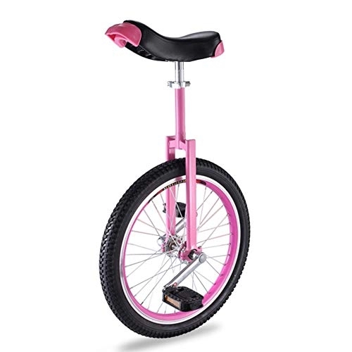 Einräder : HWF Einrad 20-Zoll-Einräder für Erwachsene Anfänger, Rutschfester Butyl Mountain Reifen & Höhenverstellbar Bequemer Sitz, Tragende 300lbs (Color : Pink)