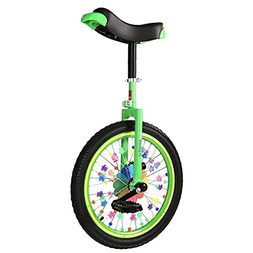 Einräder : HWF Einrad Einräder für Erwachsene, Einrad 24 / 20 / 18 / 16 Zoll Rad, Junior Einrad Hochfeste Manganstahlgabel, Verstellbarer Sitz, Schnalle aus Aluminiumlegierung (Color : Green, Size : 16 Inch)