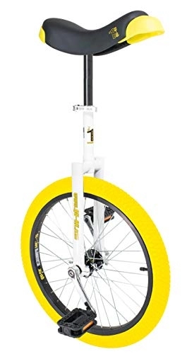 Einräder : QU-AX Luxus Einrad 406 mm (20″) weiß mit gelben Reifen