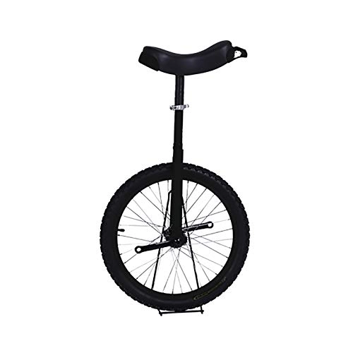 Einräder : QWEASDF 16" Einrad, höhenverstellbar Sattelstütze Balance Radfahren Heimtrainer Fahrrad mit Skidproof Mountain Reifen + Einradständer für Anfänger und Profis Unisex, Schwarz