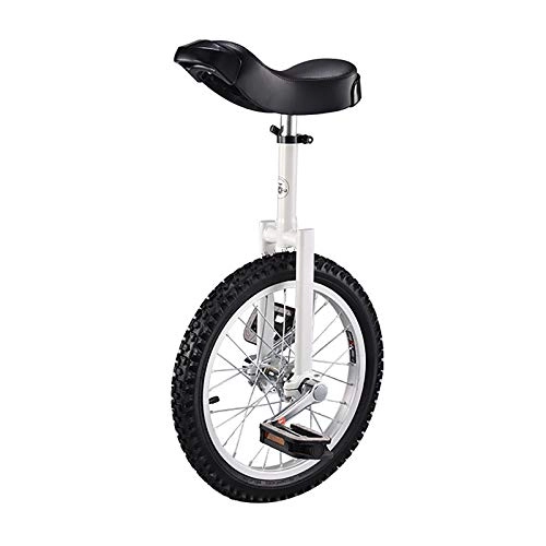 Einräder : QWEASDF Einrad, 16", 18", 20", 24" höhenverstellbar Sattelstütze Balance Radfahren Heimtrainer Fahrrad mit Skidproof Mountain Reifen + Einradständer für Anfänger und Profis Unisex, Weiß, 20″