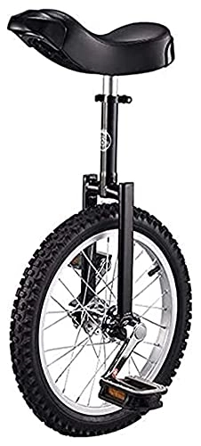 Einräder : Unicycles für Erwachsene Kinder, 16" / 20" 18" / 24" Trainer Einradhöhe einstellbar, knappfest Butylberg Reifen Balance Radfahren Übung Fahrrad Fahrrad (Color : Black, Size : 16 Inch Wheel)