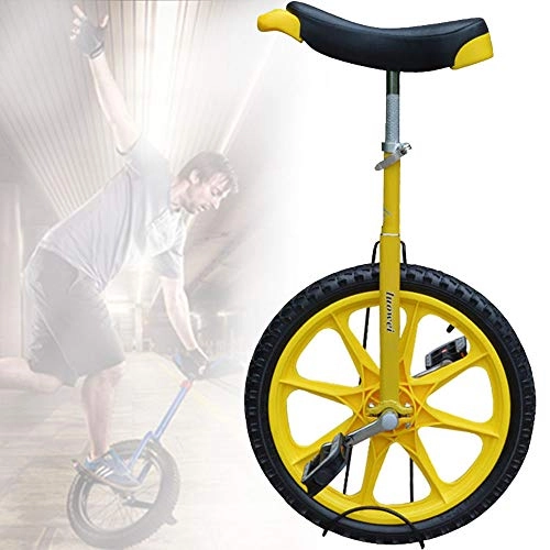 Einräder : WHR-HARP Einstellbares Einrad 16 Zoll Ergonomisch Gestaltet Unicycle Fahrrad, mit Bequemem Release-Sattelsitz, Geeignet für Erwachsene und Kinder, Verstellbares Outdoor-Einrad, Yellow