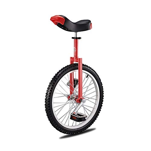 Einräder : WMING 16 / 18 / 20 / 24 Zoll einzelnes Rad Einrad, einzelnes Rad Balancen-Fahrrad, Erwachsene Fahrrad Einrad Einstellbare Höhe Berg Reifen Gleichgewicht Radfahren Heimtrainer, Rot, 20 inch