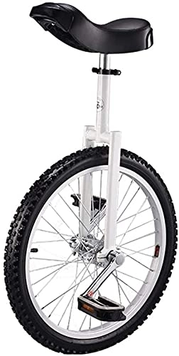 Einräder : ZWH Fahrräder Einrad 20-Zoll-Rad-Einrad Für Erwachsene Teenager Anfänger, Hochfeste Mangan-Stahlgabel, Einstellbarer Sitz, Traglast 150kg / 330 Lbs (Color : White)
