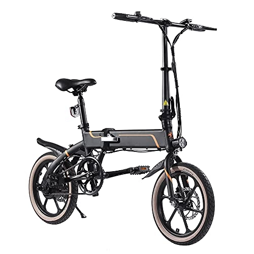Elektrofahrräder : 16" Elektrofahrrad Faltbares E-Bike mit LED-Scheinwerfer und 2 Fahrradmodus-Fahrrad für Erwachsene (Black)