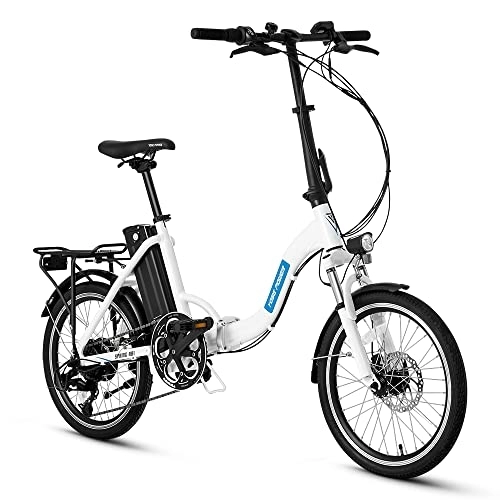 Elektrofahrräder : 20 Zoll E-Bike Klapprad Faltrad mit 36V Batterie Elektrofahrrad Erwachsene Stadtfahrrad (Weiß)