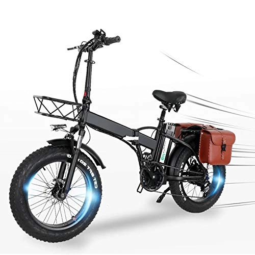 Elektrofahrräder : 20 Zoll Elektrofahrrad Pendler E-Bike mit Fahrradkorb - 45km / h Tempomat & 100km Reichweite - 750W Motor und 15Ah Batterie - City Bike für Erwachsene und Jugendliche (Mit Sitztasche)