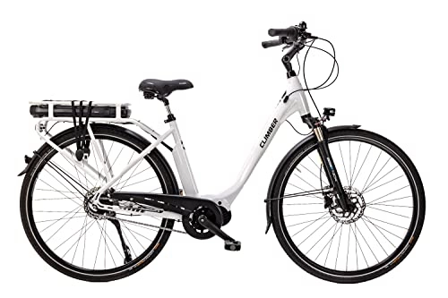 Elektrofahrräder : 28 Zoll City E Bike Elektro Fahrrad Shimano 7 Gang Mittelmotor Pedelec Continental Weiss
