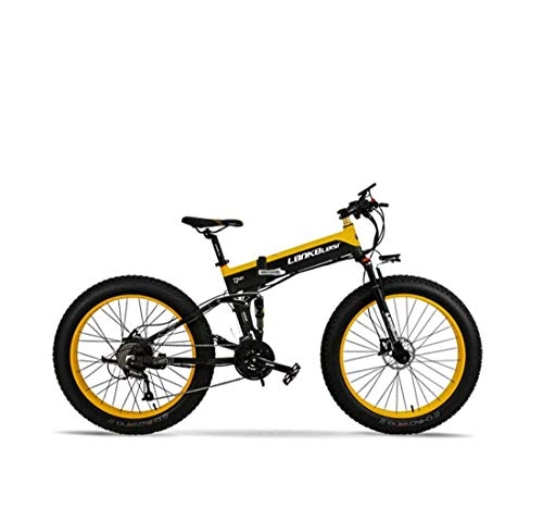 Elektrofahrräder : Adult Fat Tire Elektro Mountainbike, 48V-Lithium-Batterie Aluminium-Legierung Faltbarer Schnee Fahrrad, mit LCD-Anzeige 26inch 4.0 Rädern, B