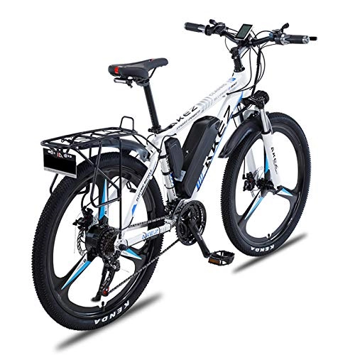 Elektrofahrräder : AZUOYI 26 Zoll E-Bike Elektrofahrrad mit 36V 13 Ah Lithium-Akku, Mountainbike Shimano 21-Gang 350W Motor Elektrisches Fahrrad, Weiß, 36V13AH