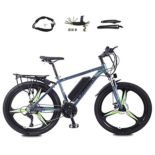 Elektrofahrräder : AZUOYI Elektrofahrrad Ebike Mountainbike, 26" Elektrisches Fahrrad mit 36V 8Ah / 10Ah / 13Ah 350W Lithium-Batterie und 27-Gang, Grau, 36V8Ah