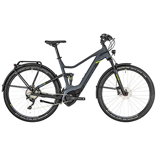 Elektrofahrräder : Bergamont E-Helix FS Expert EQ Damen Pedelec Elektro Trekking Fahrrad grau / schwarz / grn 2019: Gre: 58cm (186-195cm)