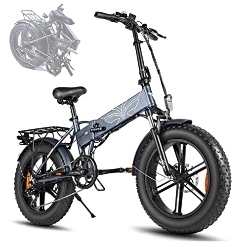 Elektrofahrräder : BiiKoon Elektrisches Fahrrad for Erwachsene Elektrisches Faltrad 48 V 13 Ah Herausnehmbarer Massiver Akku 20"X 4, 0 Fat Tire E-Bikes Shimano 7-Gang-elektrofahrrad (Color : Gray)