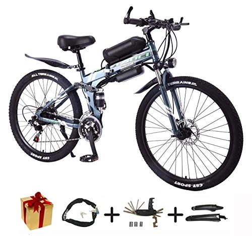 Elektrofahrräder : BIKE Elektrisches Mountainbike, Zusammenklappbares E-Bike - 26-Zoll-Rad Elektrofahrrad Aluminiumlegierung 36V Mountainbike-Fahrrad, Shimano 21-Gang Für Erwachsene Weiß-50 Km, 70 Km