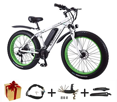 Elektrofahrräder : BIKE Elektrofahrrad, Mountainbike-Fahrrad - 350W 36V Mountainbike 26 Zoll 27-Gang-Fettreifen Snowbike Abnehmbare Batterie Grau-50Km, 50 Km