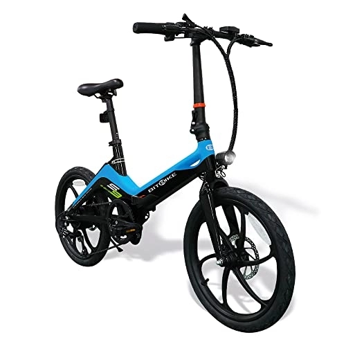 Elektrofahrräder : BitBike Unisex – Erwachsene S9-Miami Blue Elektrofahrrad Klapprad, Einheitsgröße