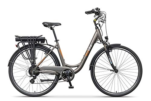 Elektrofahrräder : breluxx ecobike City L Grey 28" Damenfahrrad Urban City E-Bike Elektrofahrrad Pedelec 36V, 250W 10.4Ah, 7 Gang Shimano Kettenschaltung, grau