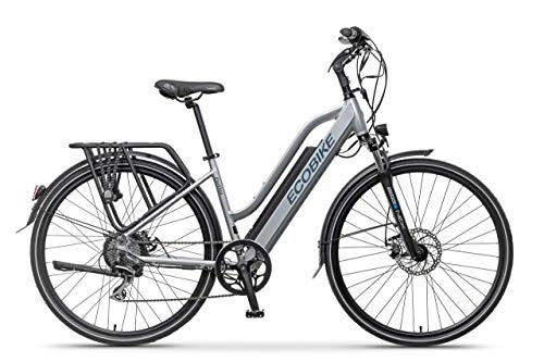 Elektrofahrräder : breluxx® ecobike Cortina 28" Trekkingfahrrad Urban City E-Bike Elektrofahrrad Pedelec 36V, 250W 13Ah, 8 Gang Shimano Kettenschaltung, grau, Made in EU