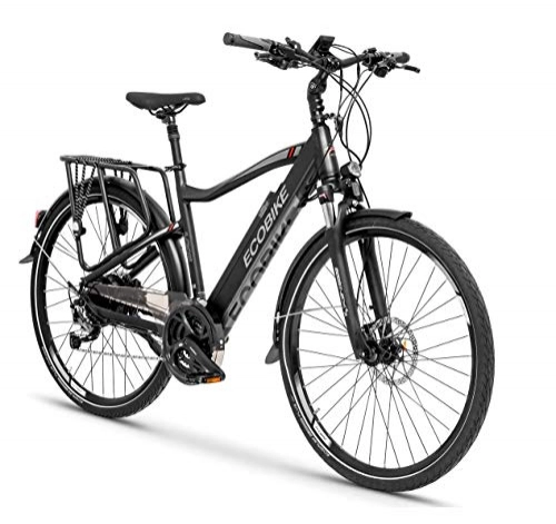 Elektrofahrräder : breluxx® ecobike Cross Men Black 28" Trekkingfahrrad Urban City E-Bike Elektrofahrrad Pedelec 36V, 250W 13Ah, Scheibenbremsen, Shimano Acera Kettenschaltung, schwarz, Made in EU