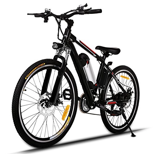 Elektrofahrräder : Buyi-World Elektrofahrrad Mountainbike E-Bike 26" Zoll, 250W, Batterie 36V 8Ah, 35km / h, EU Stecker (und mit eine UK Stecker), Schwarz