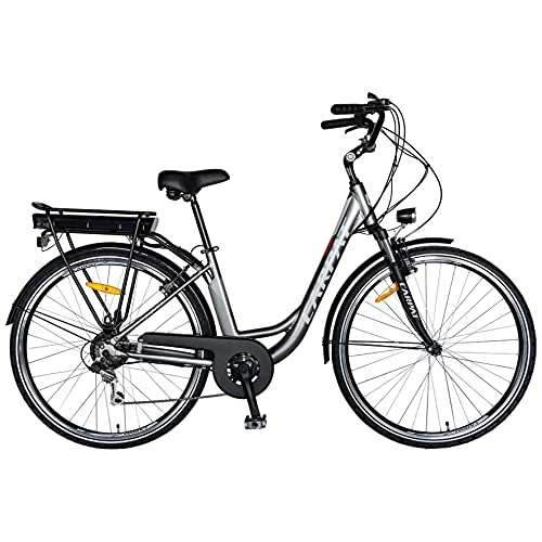 Elektrofahrräder : CARPAT C1010E Elektrofahrrad 28 Zoll 36V, 250 W, 7 Gänge, E-Fahrrad Shimano E-Bike (Grau-Weiß)