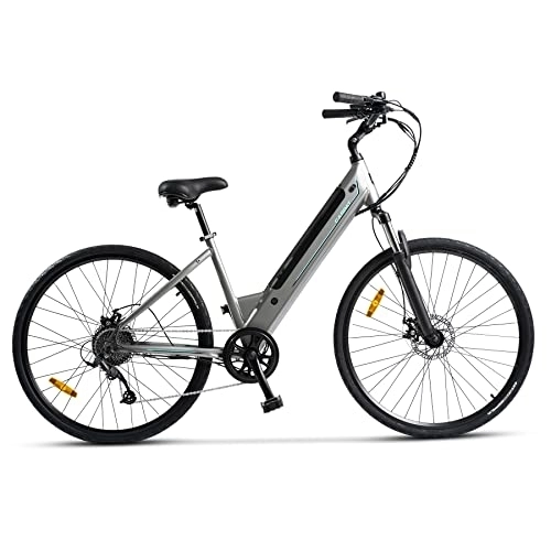 Elektrofahrräder : CARPAT SPORT E-Bike elektrisch unterstützt 27, 5 Zoll mit Heckmotor 250W Akku 36V / 10, 6Ah 8 Aluminium Gänge, Microshift Ausstattung E-Mountainbike E-Bikes für Unisex (Grau | Blau)