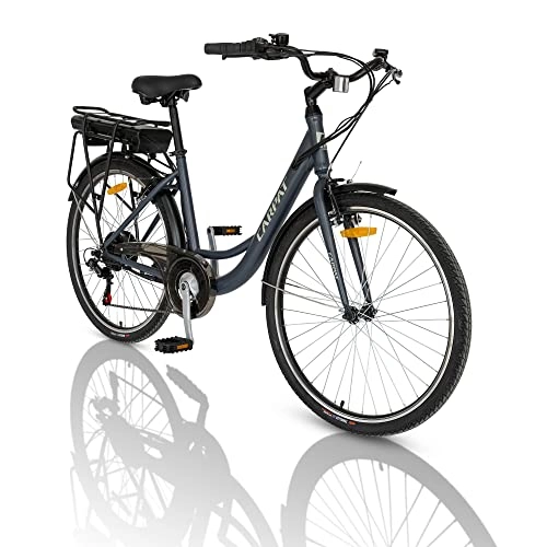Elektrofahrräder : CARPAT SPORT Elektrofahrrad, 26" City Cruiser Fahrrad, klassisch graublau, Shimano Zubehör. Elektrofahrräder für Erwachsene.ebike.
