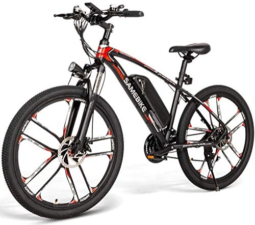 Elektrofahrräder : Carsparadisezone Elektrofahrrad MTB 26 Zoll E-Bike mit 48V 8Ah Lithium-Akku, Hochfestem Stoßdämpfung und 21 Gang Shimano Gangschaltung, Mountainbike 350W Motor 30km / h, Doppelscheibenbremse (Schwarz)