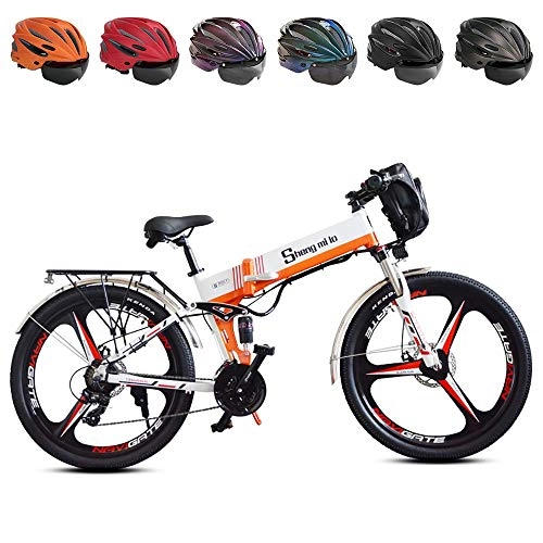 Elektrofahrräder : COKECO Faltbares E-Bike, 26 Zoll Elektrofahrrad 350W 48V10.4AH Lithiumbatterie Modifizierte Elektrische Leistung Mountainbike Männlich Langstrecken (kostenloser Helm Mitgeliefert)