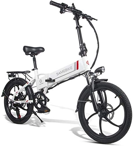 Elektrofahrräder : CYSHAKE Zuhause Folding Elektro-Fahrrad ab 20 Zoll 350W elektrischen Fahrrad A-Lithium-Batterie 48V 10.4AH Mit Kotflügel (Color : White)