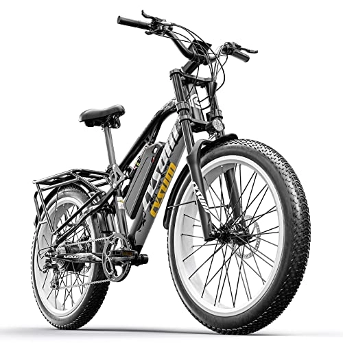 Elektrofahrräder : Cysum M900 E-Bike für Männer, Fat Tire 26 Zoll Elektrofahrräder, Mountainbikes mit Akku 48V 17Ah (Weiß-Upgrade)