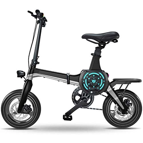 Elektrofahrräder : D&XQX 14-Zoll-Elektro-Fahrrad, Erwachsene tragbare Falten Electric Mountain Bike mit 36V Lithium-Ionen-Akku E-Bike 400W Leistungsstarke Motor Geeignet für Erwachsene, 80 km, Schwarz