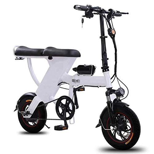 Elektrofahrräder : D&XQX Elektrisches Fahrrad, 12" E-Bike Unisex Hybrid Faltrad mit 48V 25Ah Abnehmbare Lithium-Batterie, für Pendler Stadt, Schwarz