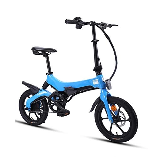 Elektrofahrräder : D&XQX Folding E-Bike, 14 Zoll Elektro Assist Fahrrad, 36V * 10.2AH Aluminiumlegierung Ultra-Light und kleine Lithium-Batterien Mini-Fahrrad, Blau