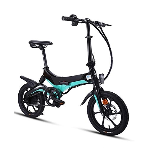Elektrofahrräder : D&XQX Folding E-Bike, 14 Zoll Elektro Assist Fahrrad, 36V * 10.2AH Aluminiumlegierung Ultra-Light und kleine Lithium-Batterien Mini-Fahrrad, Grün